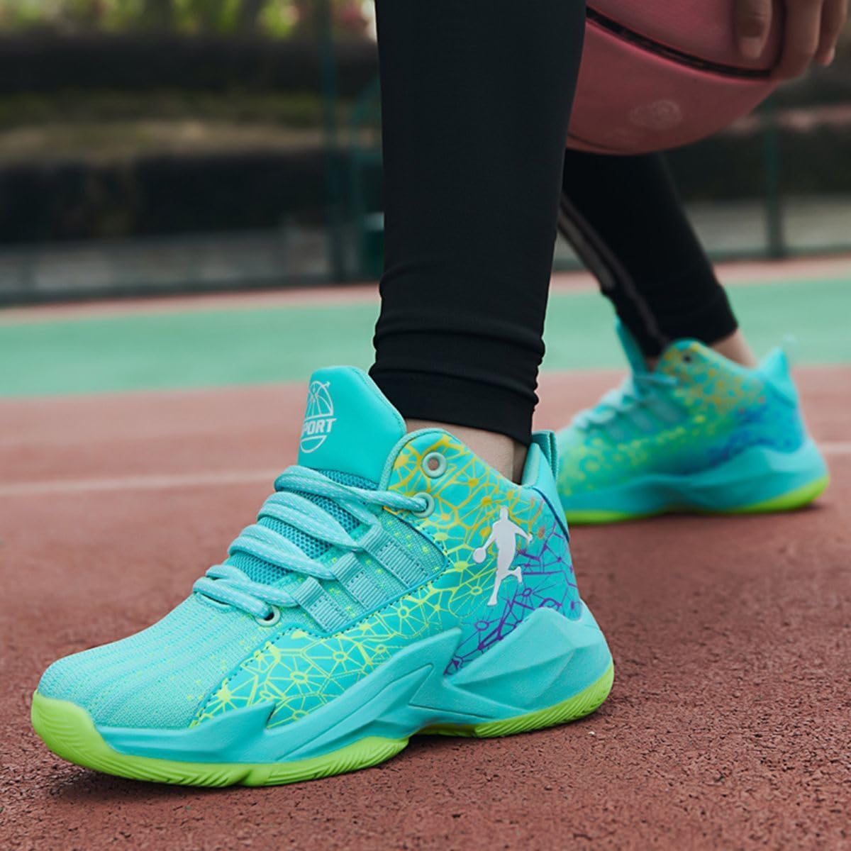 Zapatillas de Baloncesto para Niños Moda Calzado de Baloncesto para Niño Aire Libre Deportivas Fitness Antideslizantes para Correr Zapatos de Running (BBA-R16, 34EU)