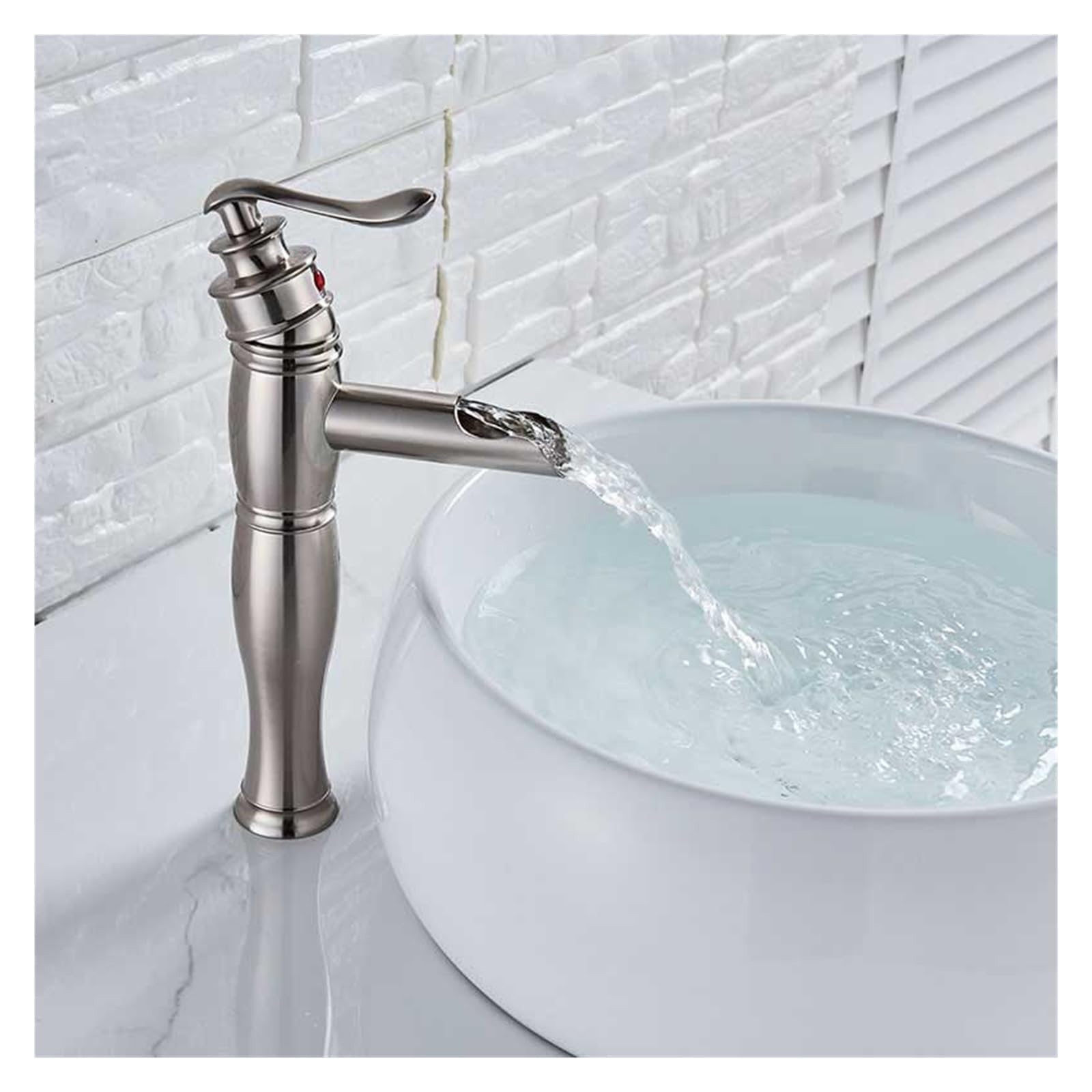 Robinets de lavabo cascade anti-traces en nickel brossé pour mitigeur de vasque