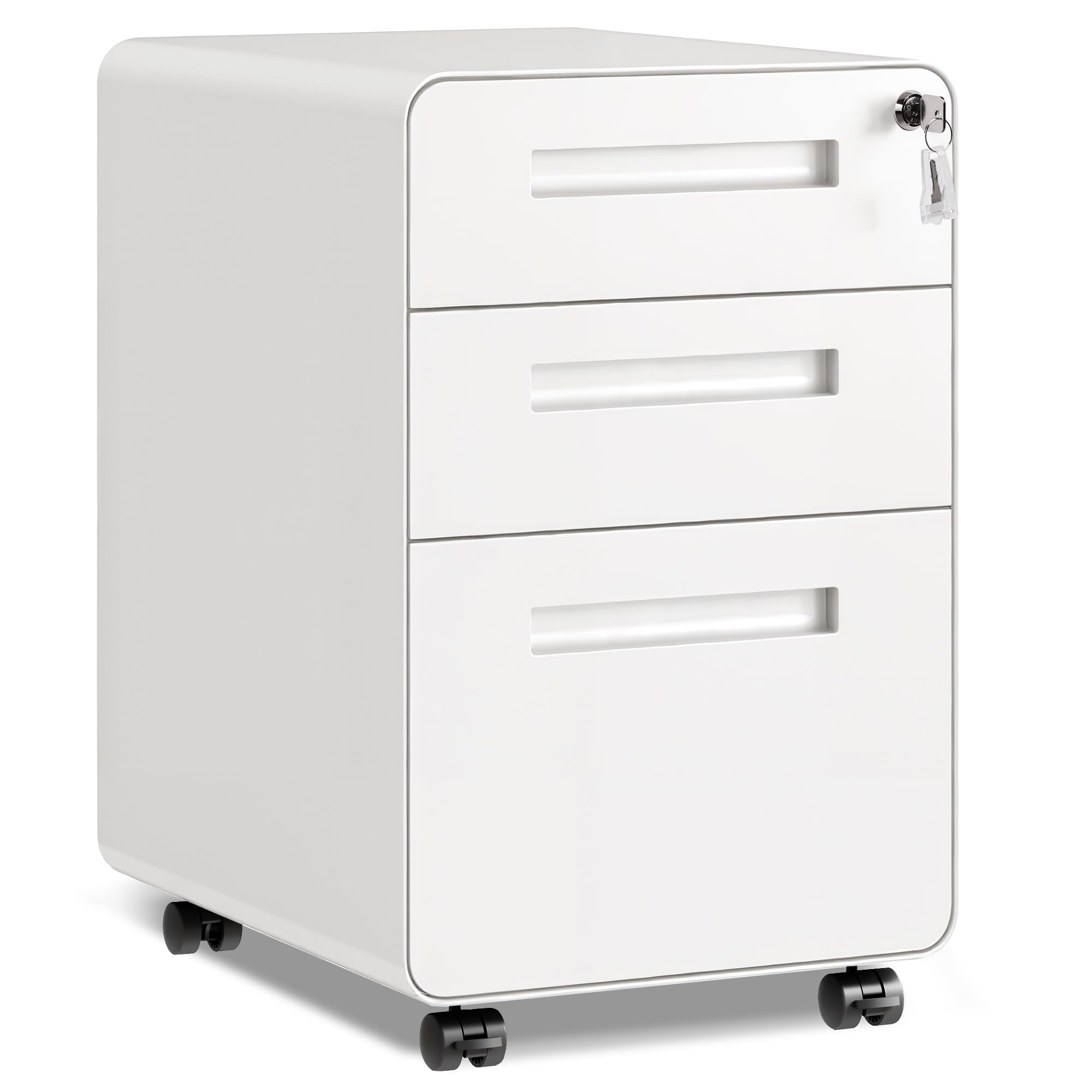 DEVAISE 3 Drawer File Cabinet with Lock, Fully Assembled Filing Cabinet