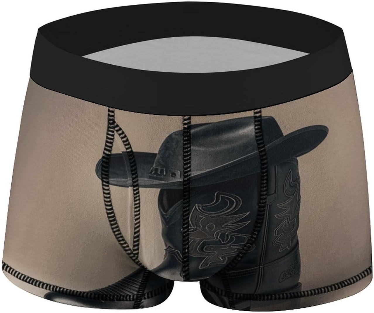 Cowboy Black Hat Western Boots Mens Boxer Briefs Short Breathable Underwear Trunks Soft Moisture-Wicking Boxer Shorts