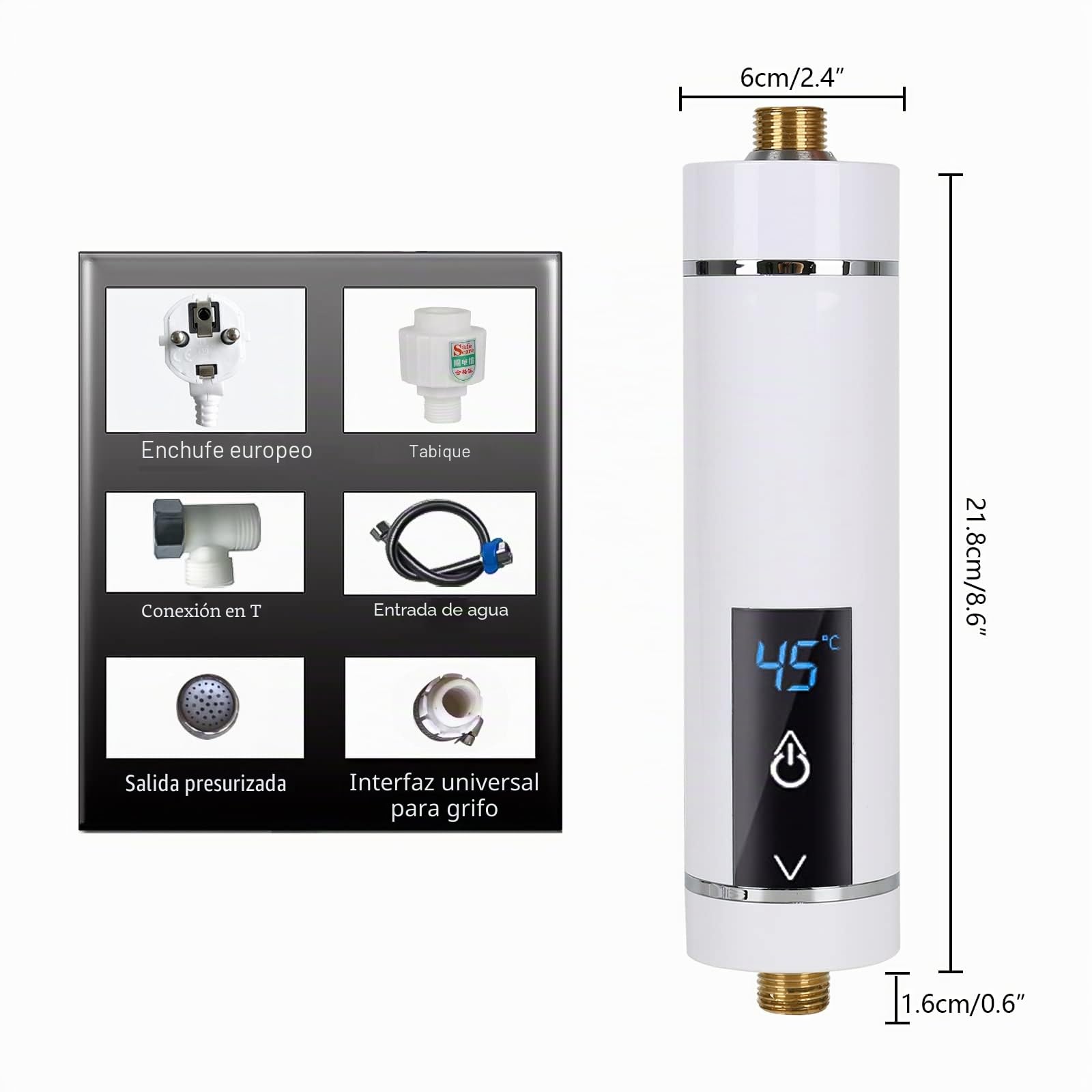 Calentador de Agua Instantáneo Mini, 3.5 KW, Ducha Eléctrica, para Baño/Cocina