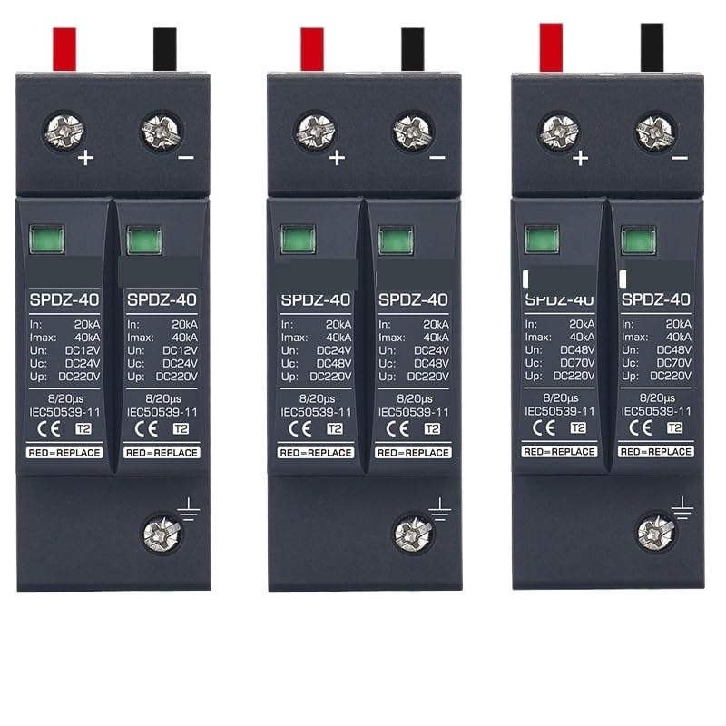 Surge Protector Protective Device Photovoltaic DC SPD 2P/3P DC12V 24V 48V 500V 690V 800V 1000V 20KA~40KA Lightning Protection(DC24V)