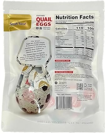 Flavored Quail Eggs, Net Weight 14.1 Ounce(400 g), (54 Individually Packed) - Stewed and Salt Baked; Boiled, Peeled, Marinated and Baked.