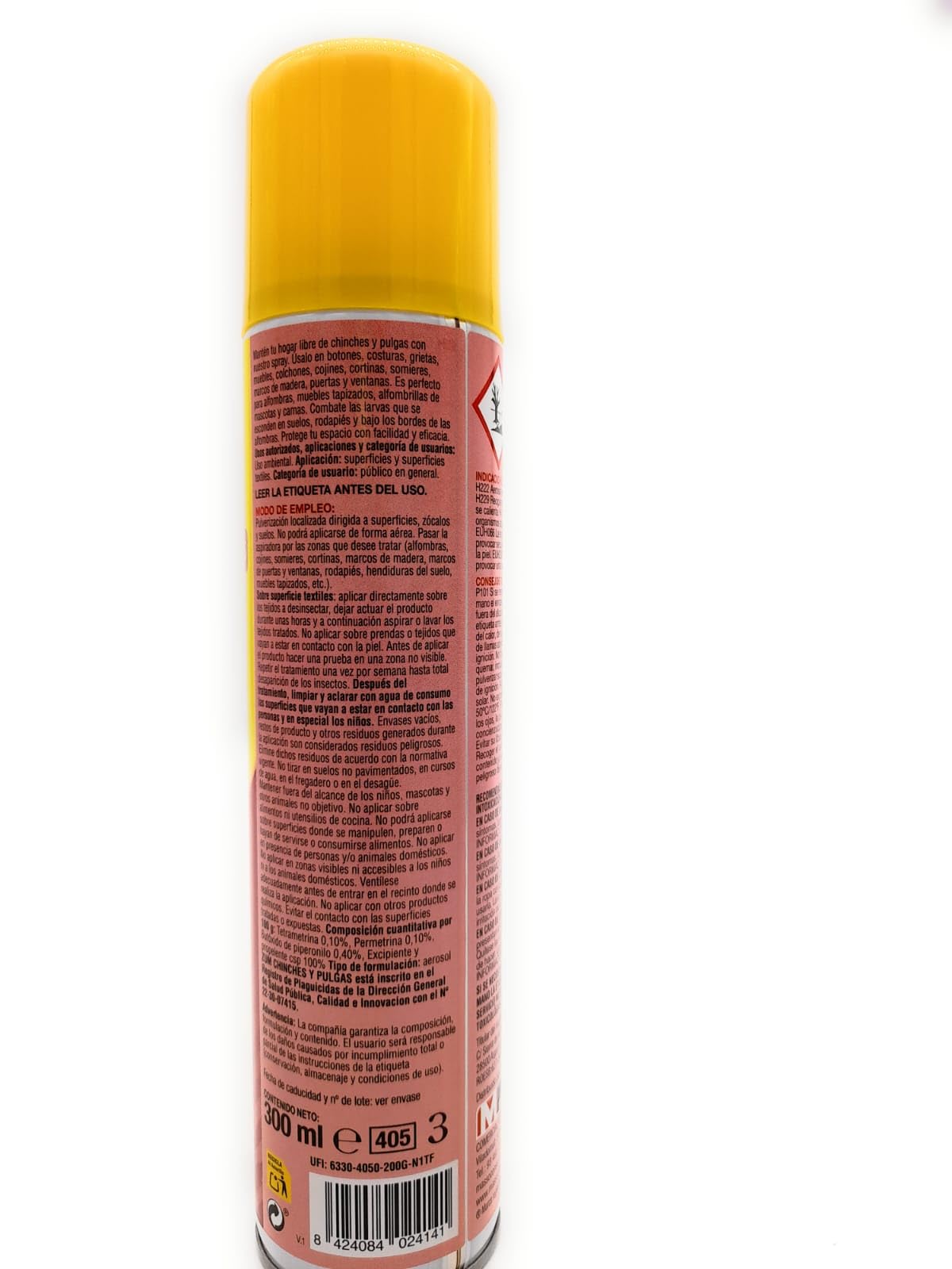 Insecticida Preben contra Chinches y pulgas Spray 300 Ml en costuras,grietas,muebles,somieres, marcos de madera,puertas. ESPECIAL TEXTIL sofás,alfombras,cojines,colchones,cortinas (1 unidad)