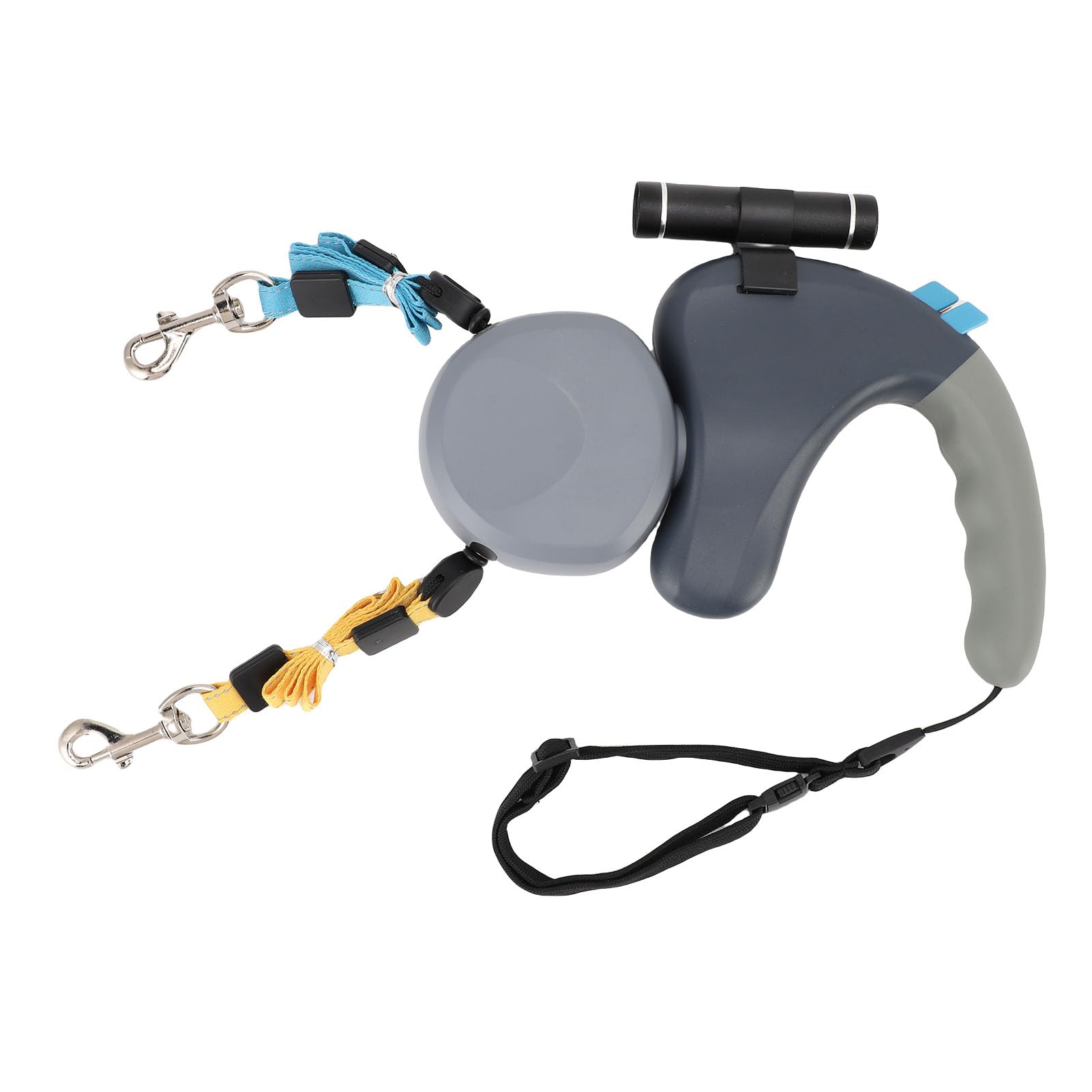 Fabater Correa Retráctil Giratoria de 360° para 2 Perros con Luz LED, Correa Doble para Perros para Pequeños y Medianos, Control Independiente, Amortiguador sin Enredos para Pasear a Dos (Grey)