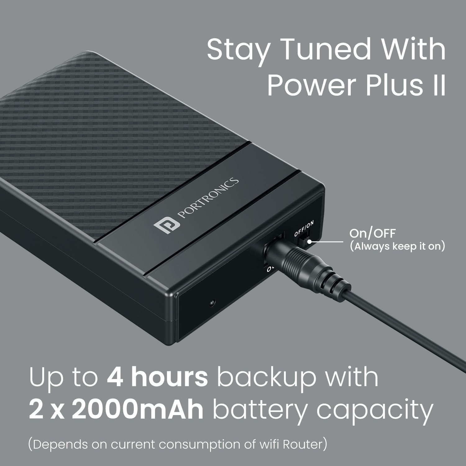 Portronics Power Plus II Mini UPS for 12V-3A WiFi Router Broadband Modem, Backup Upto 4 Hours, Current Surge Protection, UPS Power Backup for WiFi Router Modem During Power Cuts (Black) — Amazon image 5