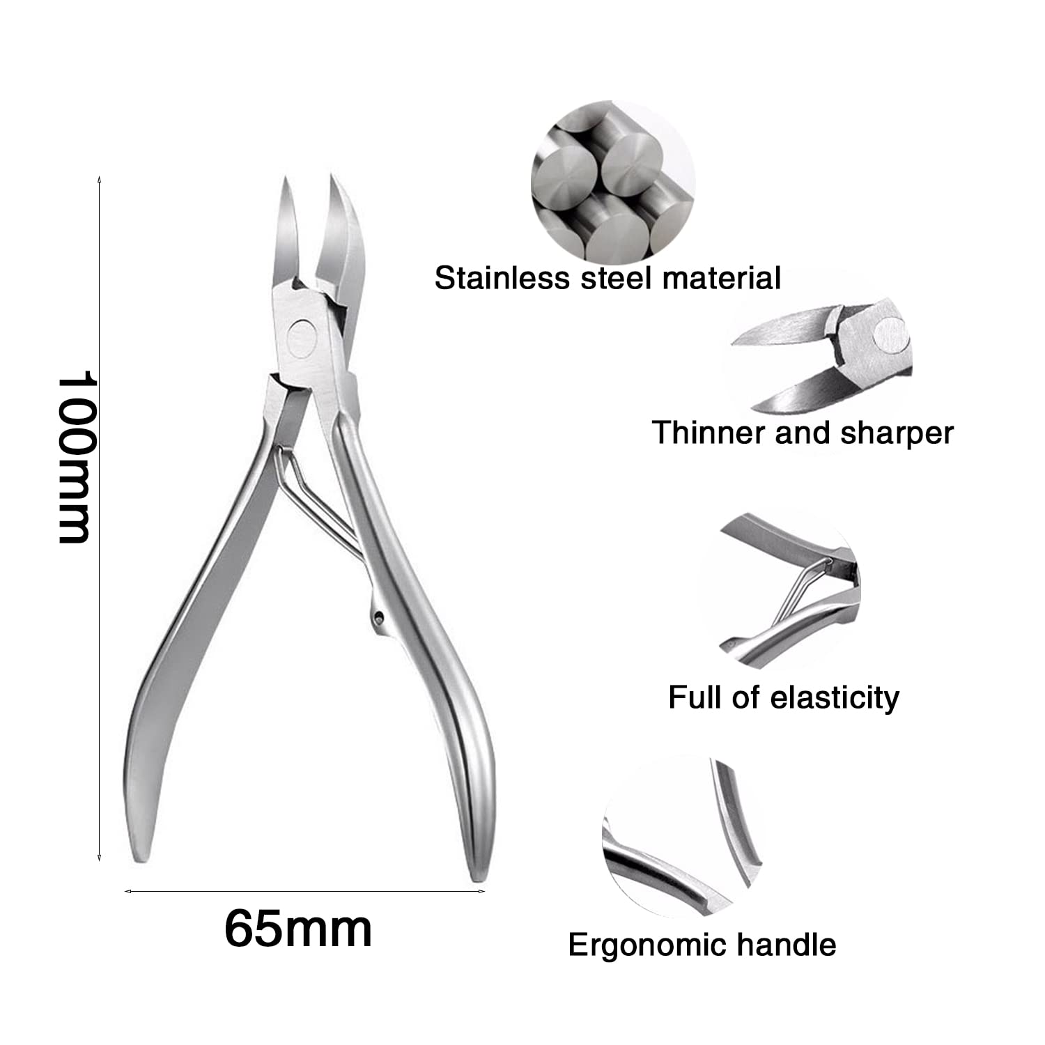 Tronchesino Unghie Piedi Professionale, Tronchesi per Cuticole，Tronchese Unghie Acciaio Inox in Acciaio Inox,per Unghie Spesse, con Funghi, Incarnite