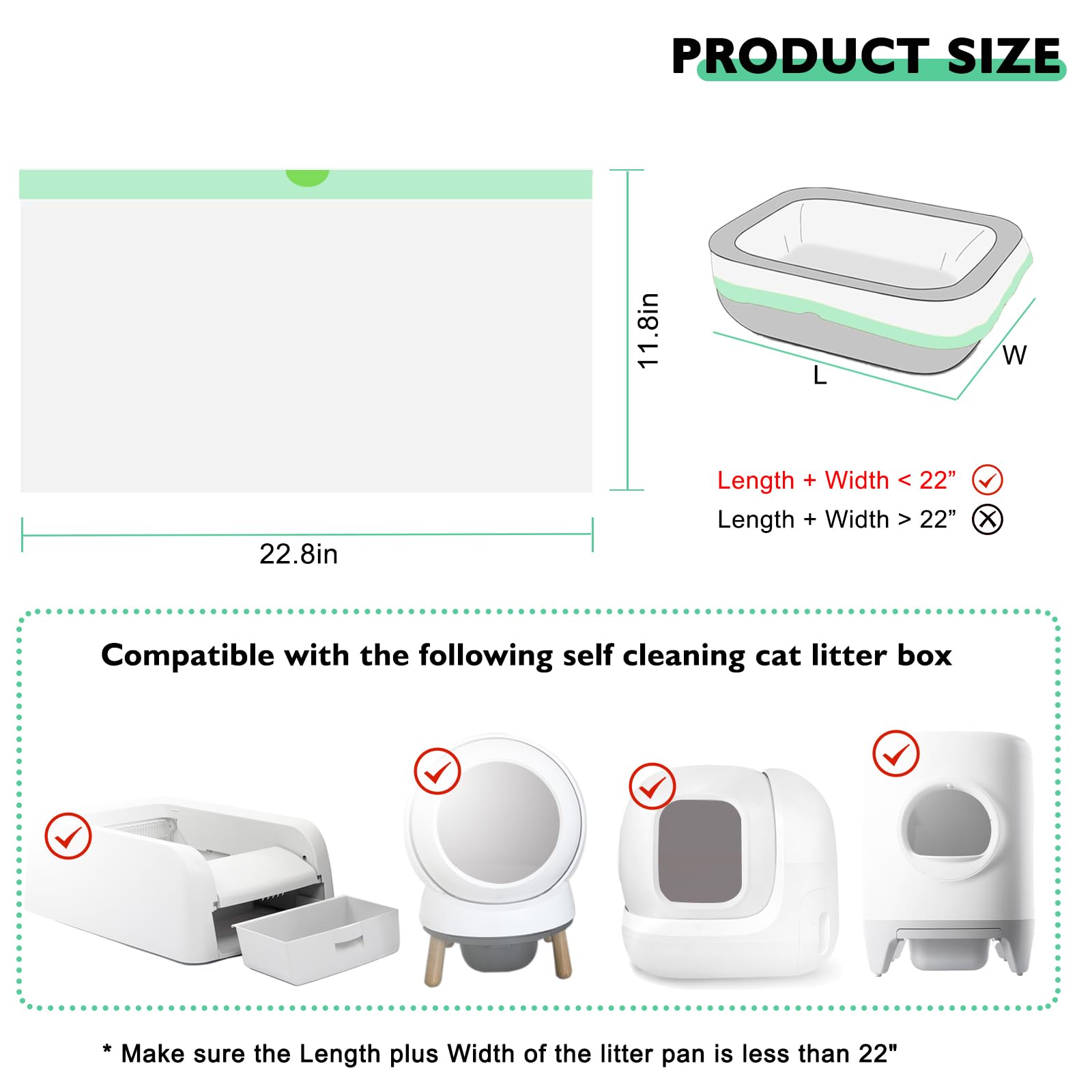 Paquete de 100 bolsas de arena para gatos compatibles con caja de arena para gatos autolimpiable, forro grueso y resistente con cordón compatible con caja de arena automática PURA X/MAX de 23 x 12