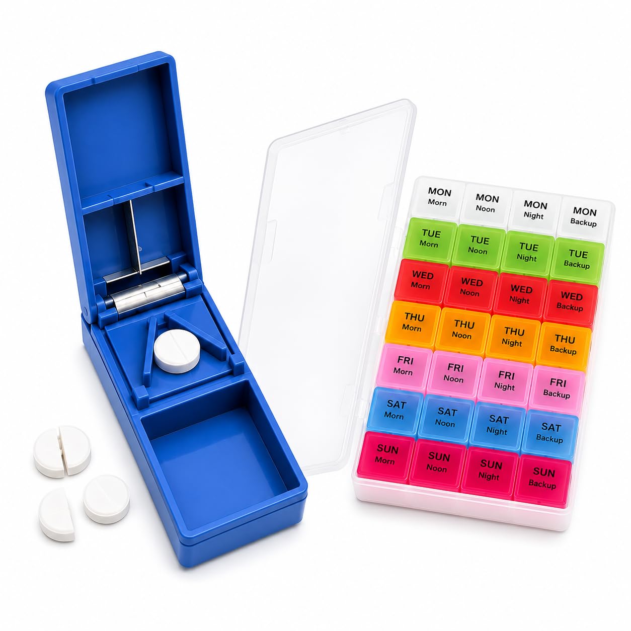 EMBRAZE | Tablet Cutter & Weekly Pill Organizer Combo | Portable Medicine Splitter with Storage Case | Daily AM PM Pill Box Organizer-image-11