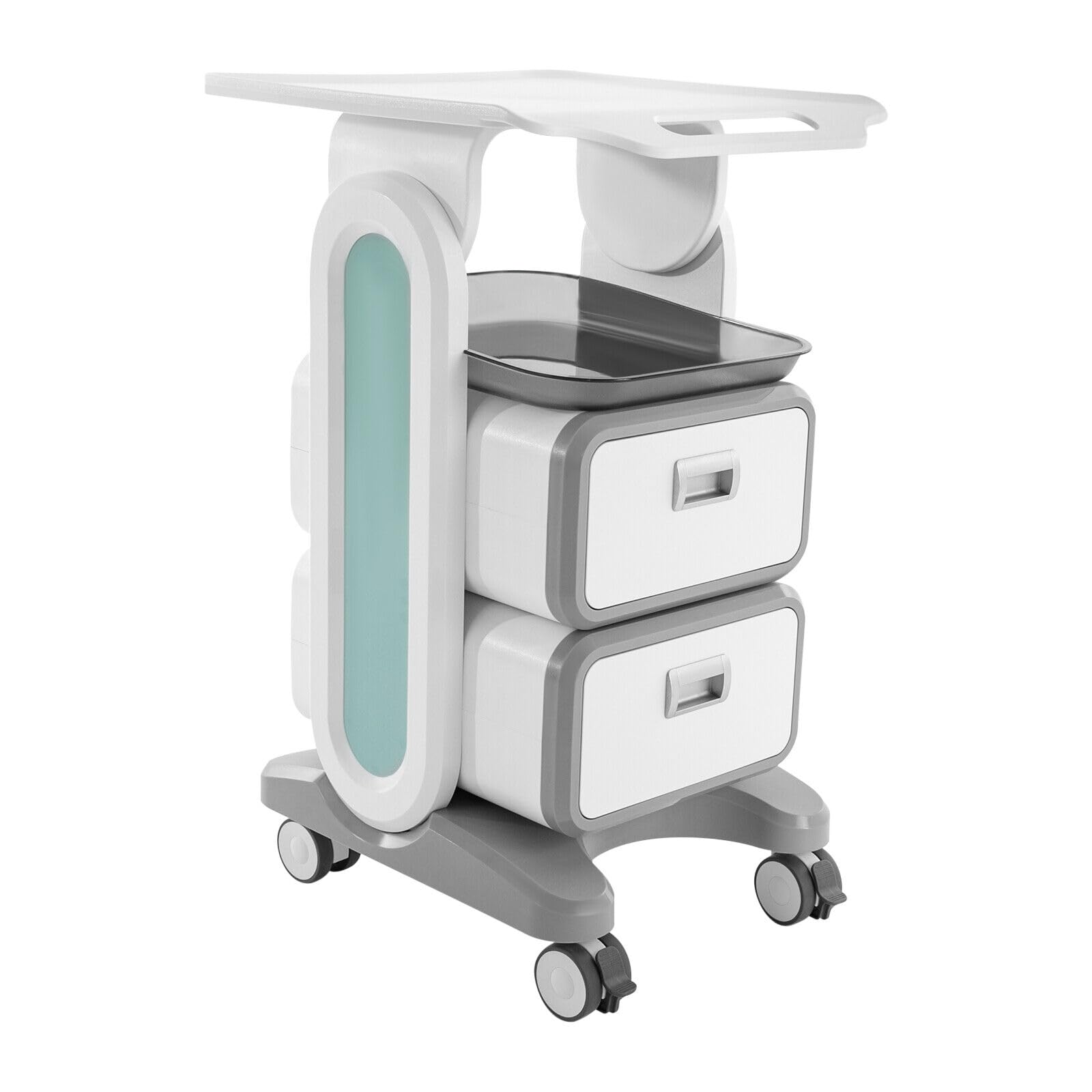 Chariot médical avec 2 tiroirs et étagère supérieure - Chariot de laboratoire ABS - Chariot de salon - 60 kg - Chariot de service médical pour laboratoire, clinique, hôpital, salon
