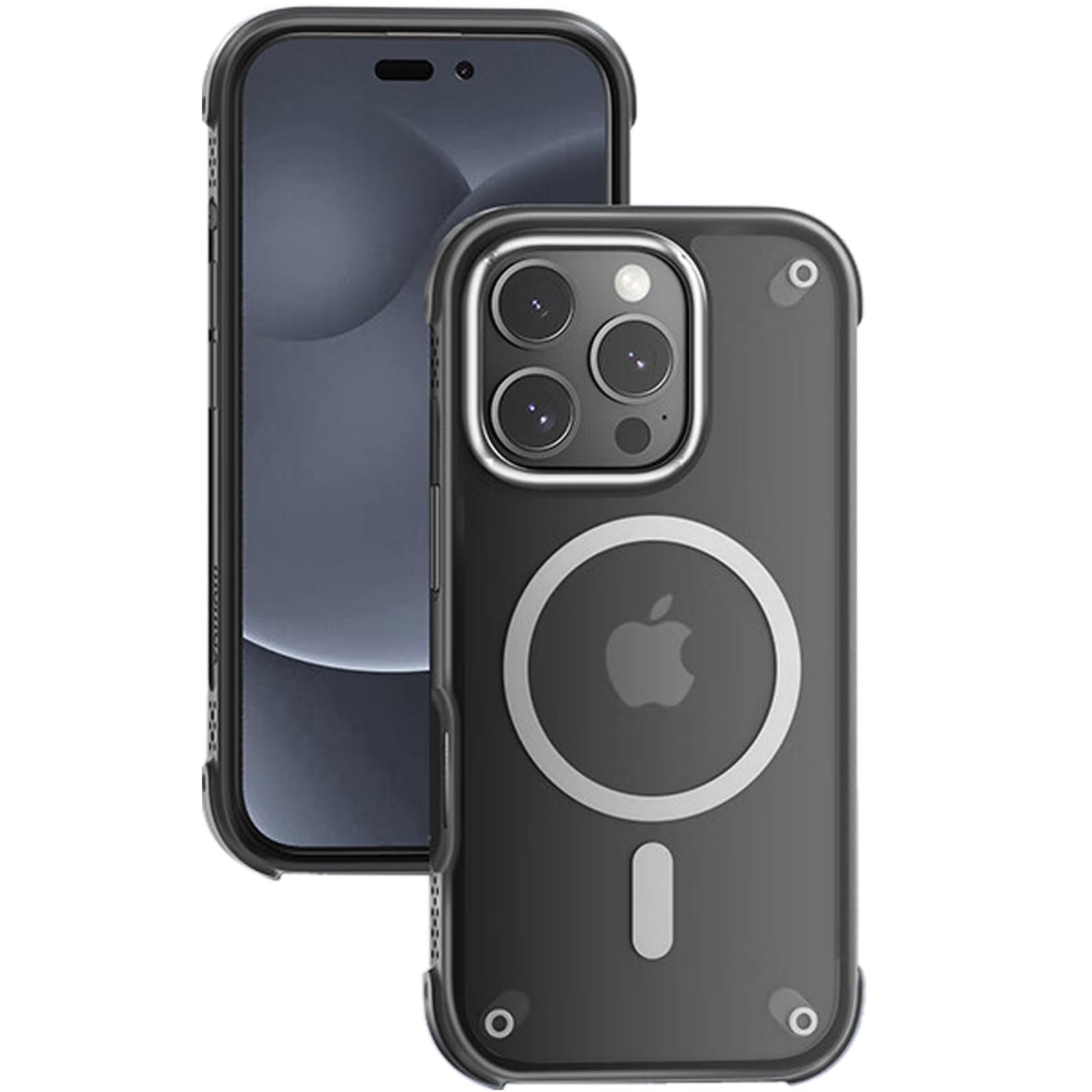 Case for iPhone 16/16 Plus/16 Pro/16 Pro Max, [Frosted Series] Compatible with MagSafe, Grip Sides, Translucent Matte Texture, Protective Shockproof Bumpers,Black,16