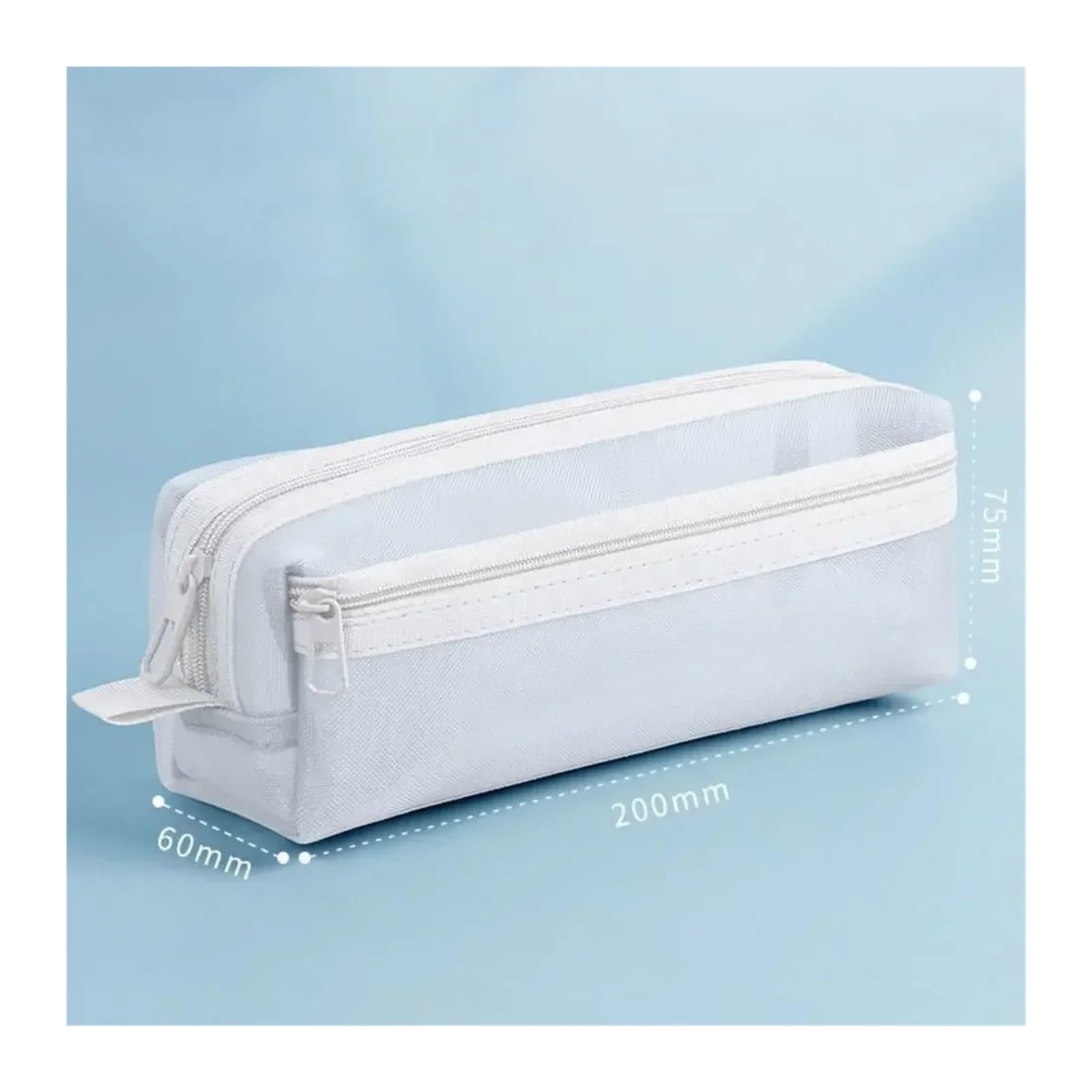 Borsa portapenne a doppia rete for scuola e ufficio | Grande capacità, trasparente, cerniera, forniture for esami(Gray)