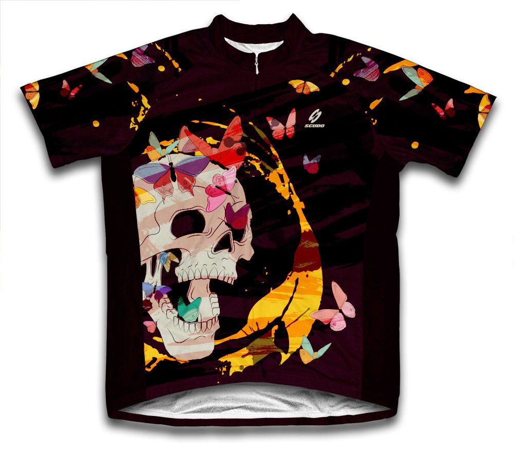 ScudoPro Skull Butterfly Short Sleeve Cycling Jersey for Women - Size L