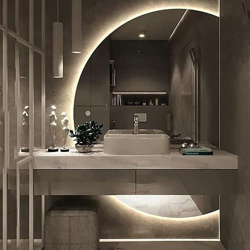 Specchio da parete rotondo senza cornice dimmerabile con controllo touch