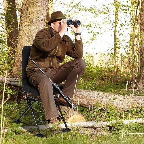 S AFSTAR Folding Hunting Chair, 360 Degree Swivel Hunting Blind with Padded Cushion & 330LBS Load Capacity, Portable Hunting Foam Seat, Ground Blind Chair for Hunting Dove Deer Turkey (Black)