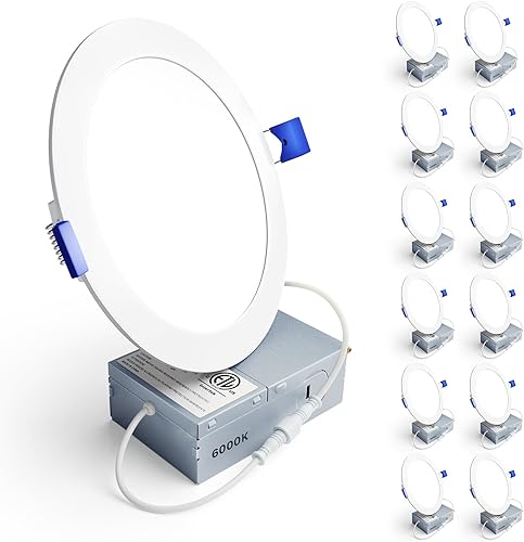 Miniatura 14 de Ensenior Paquete de 12 Luces LED Empotradas de Techo de 6 Pulgadas, Regulables, 2700K-5000K 5CCT, 1200LM 12W 120V, Downlight Tipo Oblea Sin Caja de