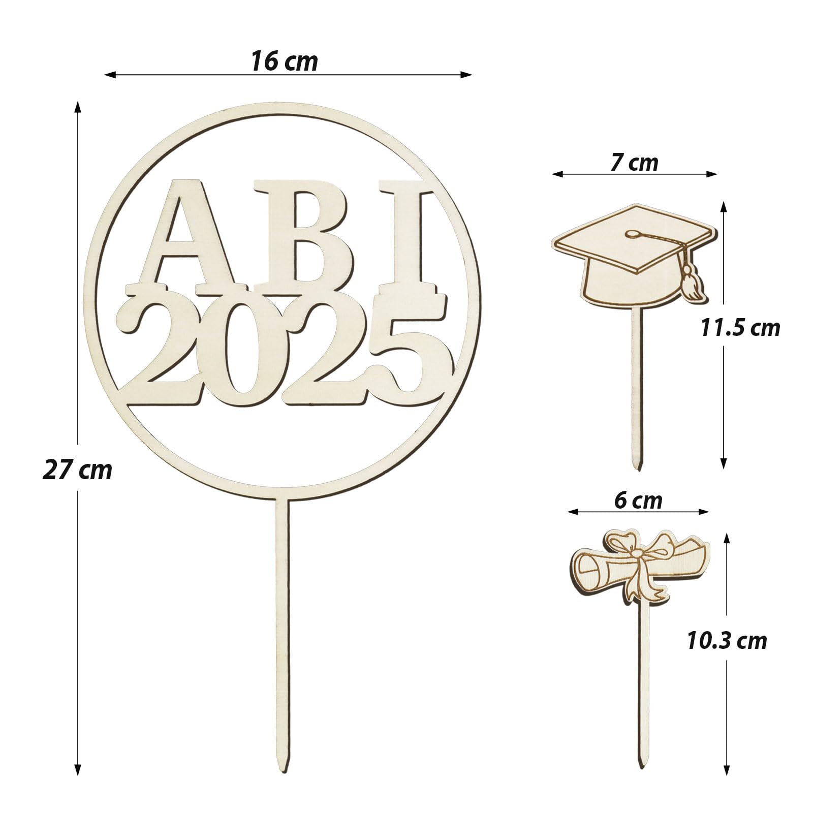 3pcs Wooden Cake Topper 2023 in German of 2 Sizes