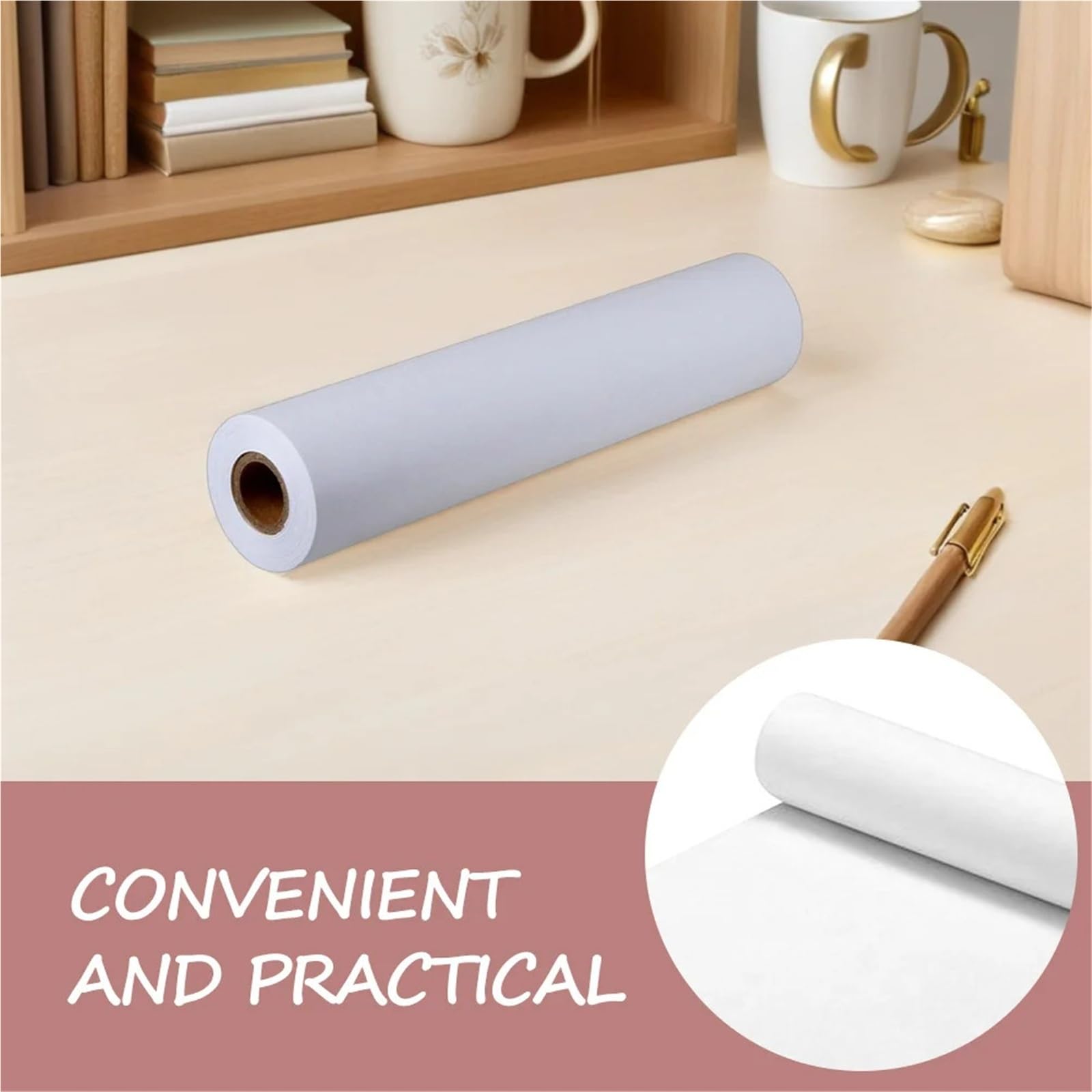 Papel De Calco Rollo de Papel Acuarela en Blanco 30x5m | 2 piezas de pasteles de carbón de tinta de dibujo premium