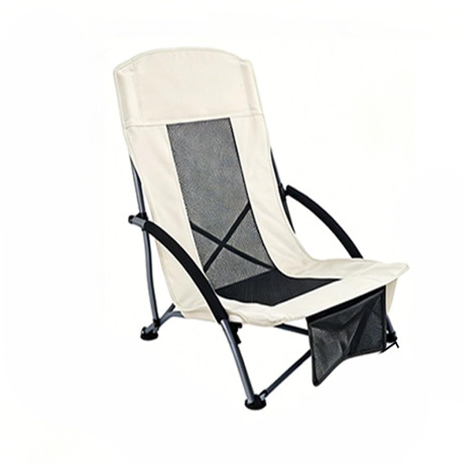 Chaise de Camping Pliable Surdimensionnée Portable avec Porte Gobelets et Accoudoirs Cadre Stable pour Extérieur Intérieur Camping Pêche Couleur Noir Gris D