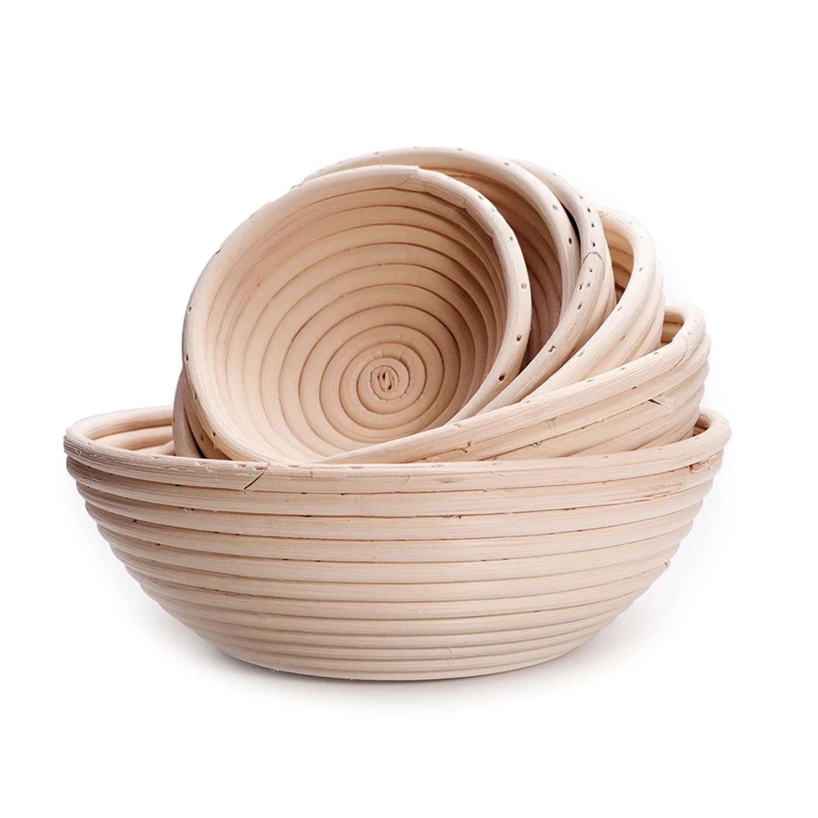 Cesta for fermentar pan, cesta for masa madre, de ratán Natural for hornear, incluye forro tela y raspador Para Hornear Pan(Round 13x6cm)