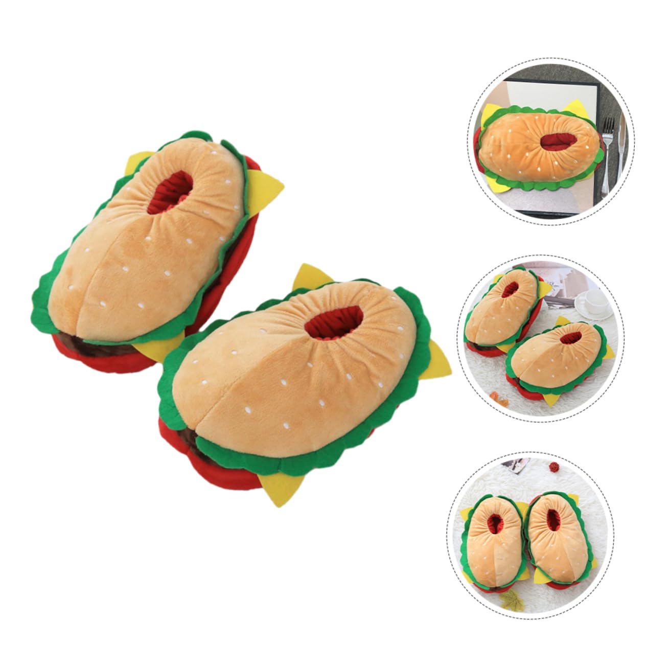 LIFKOME Pantuflas Suela Gruesa de Invierno Forma de Hamburguesa Cómodas y Cálidas y Material de Algodón Pp Talla 38 para Uso en Casa y Cocina