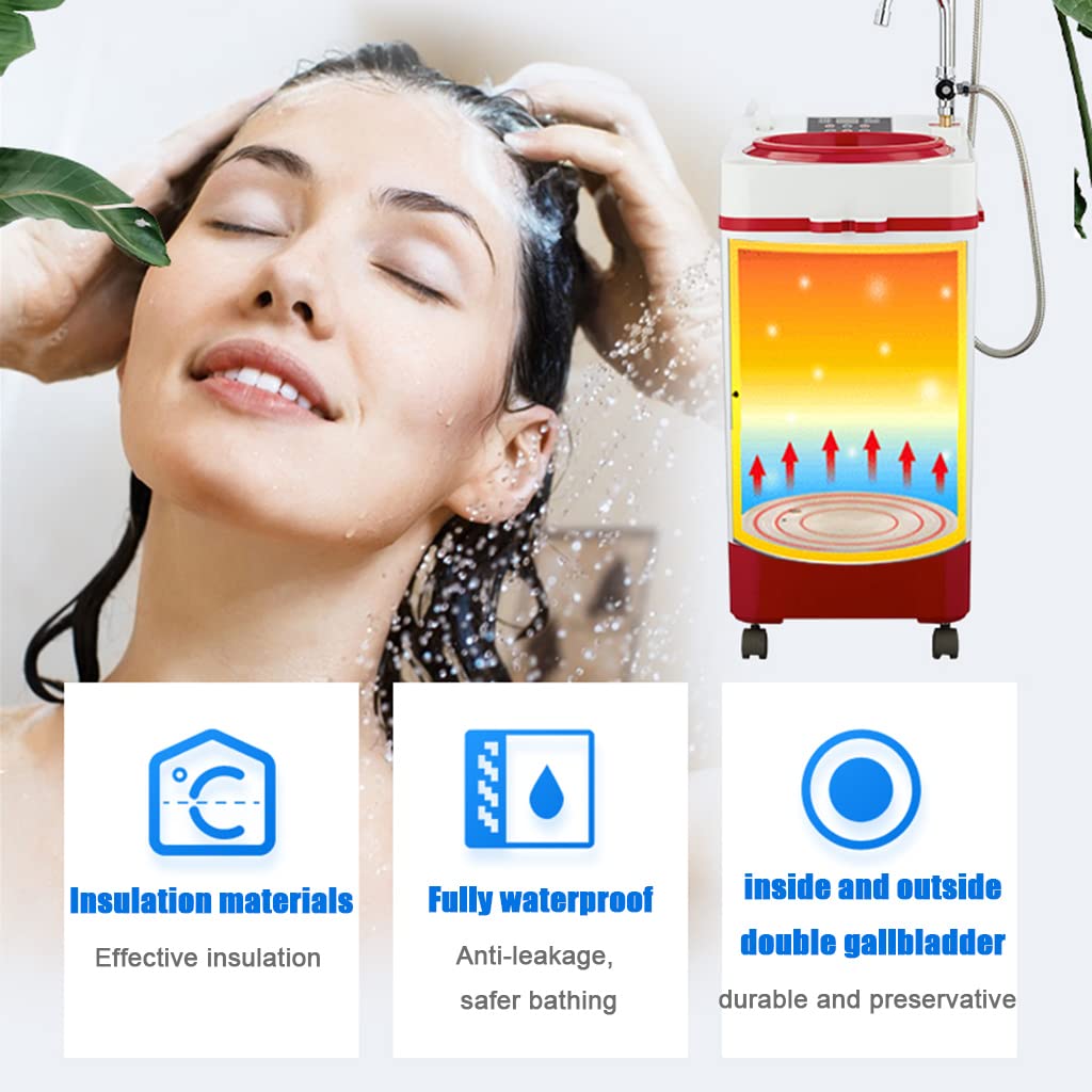 Calentador de agua eléctrico portátil con cabezal de ducha, calentador de agua instantáneo de 100 l, baño para acampar al aire libre, calentador de agua para baño, cocina, apagado automático, sistem