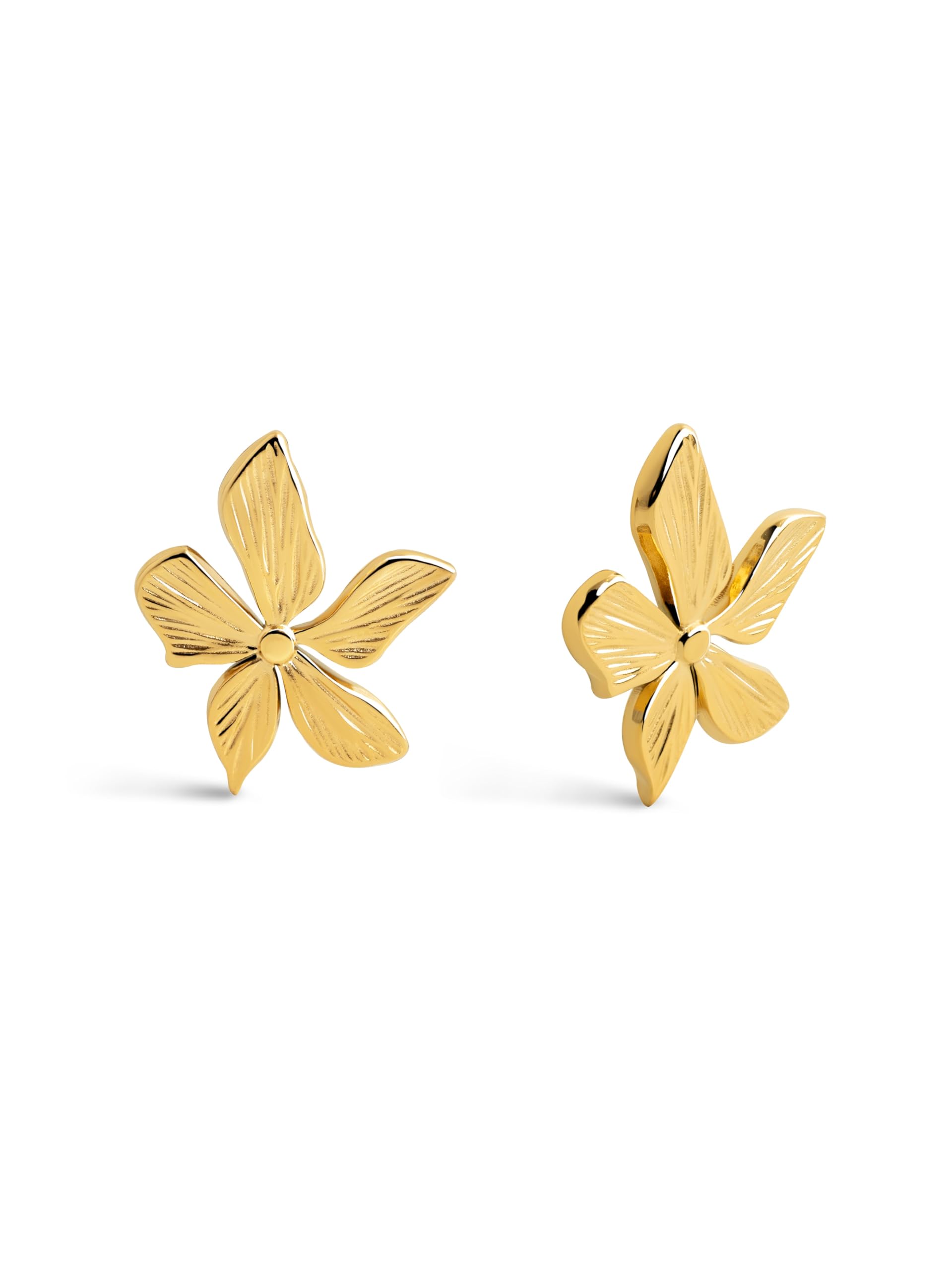 Orecchini SINGULARU Jasmine A Fiore | Acciaio Inox Placcato Oro 18K | Chiusura A Pressione - 4