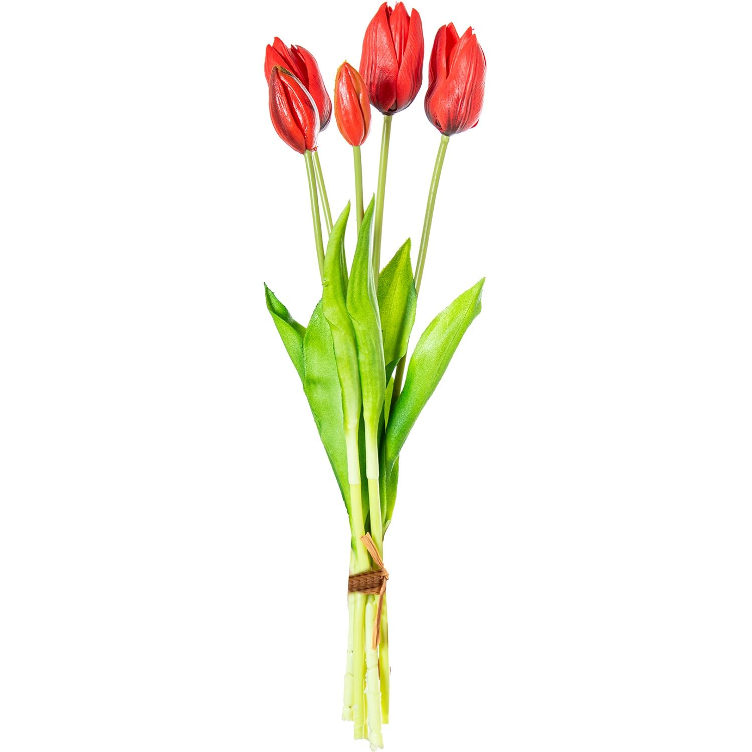 Tulipes en polyester rouge DRW 43 cm pour centre de table de salon chaleureux