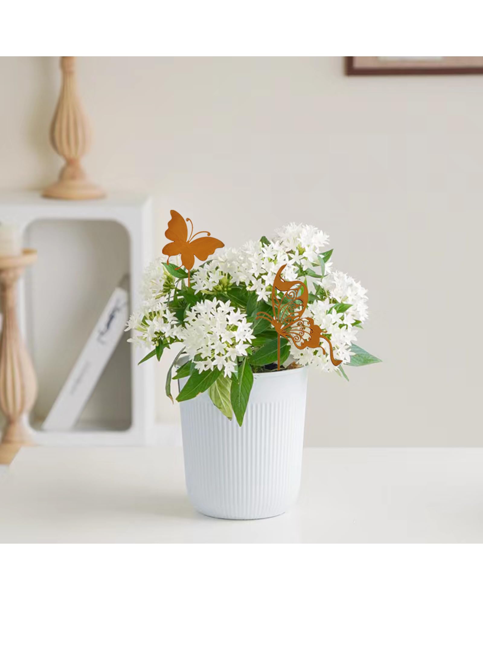 Ljevandria - Decorazione da giardino, motivo: farfalla, effetto ruggine, decorazione per giardino all'aperto, resistente agli agenti atmosferici, decorazione primaverile ed estiva, decorazione in