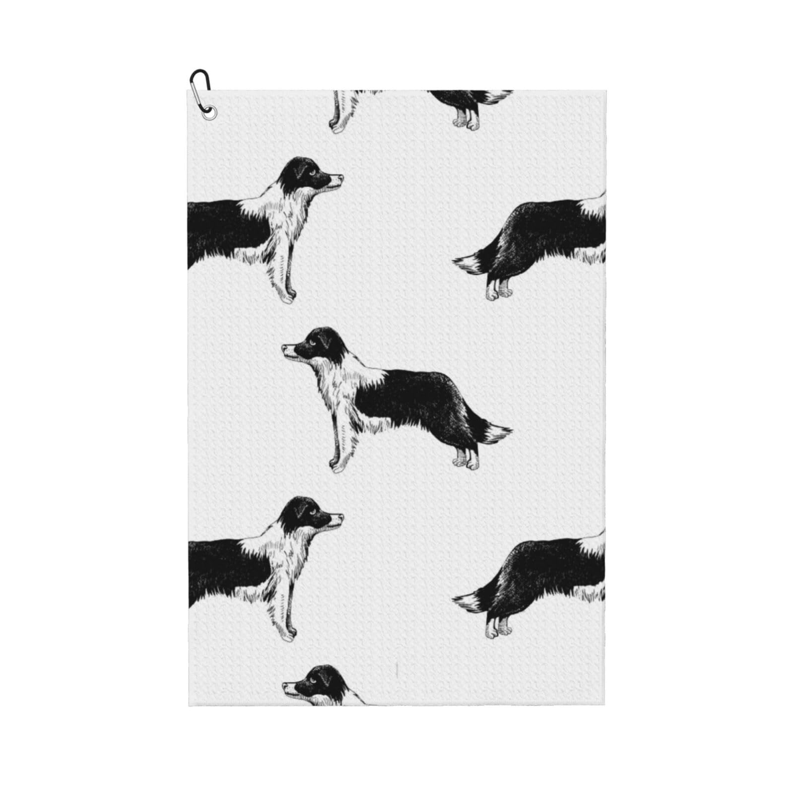 Hnnkloy Border Collies, 16x24 in Portable Waffle Golf Towels with Carabiner Clip for Golf Bag