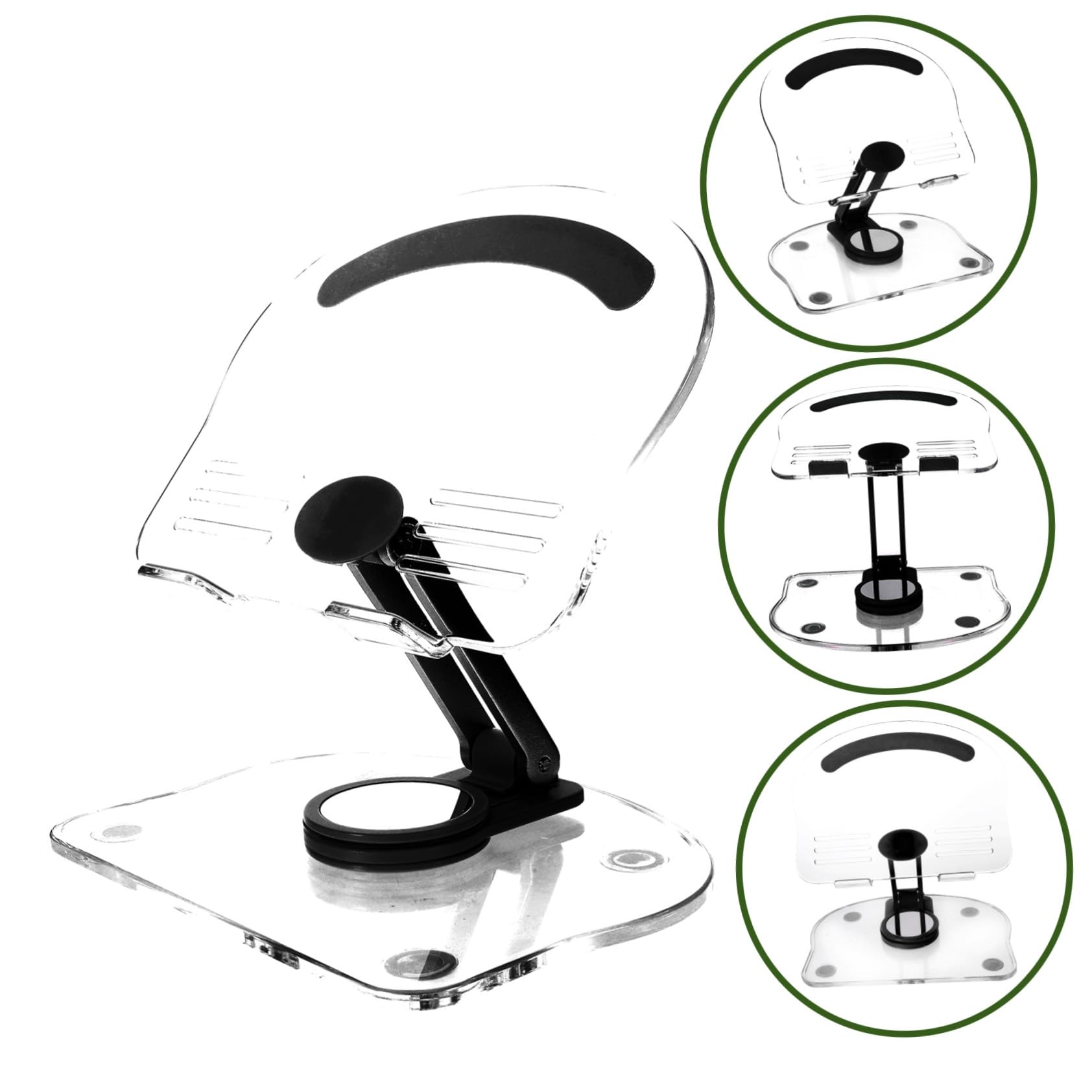 Soporte Ángulo Plegable en de Acrílico Tableta Escritorio para Ajustable Negro y Diseño Giratorio Compacto para Dispositivos