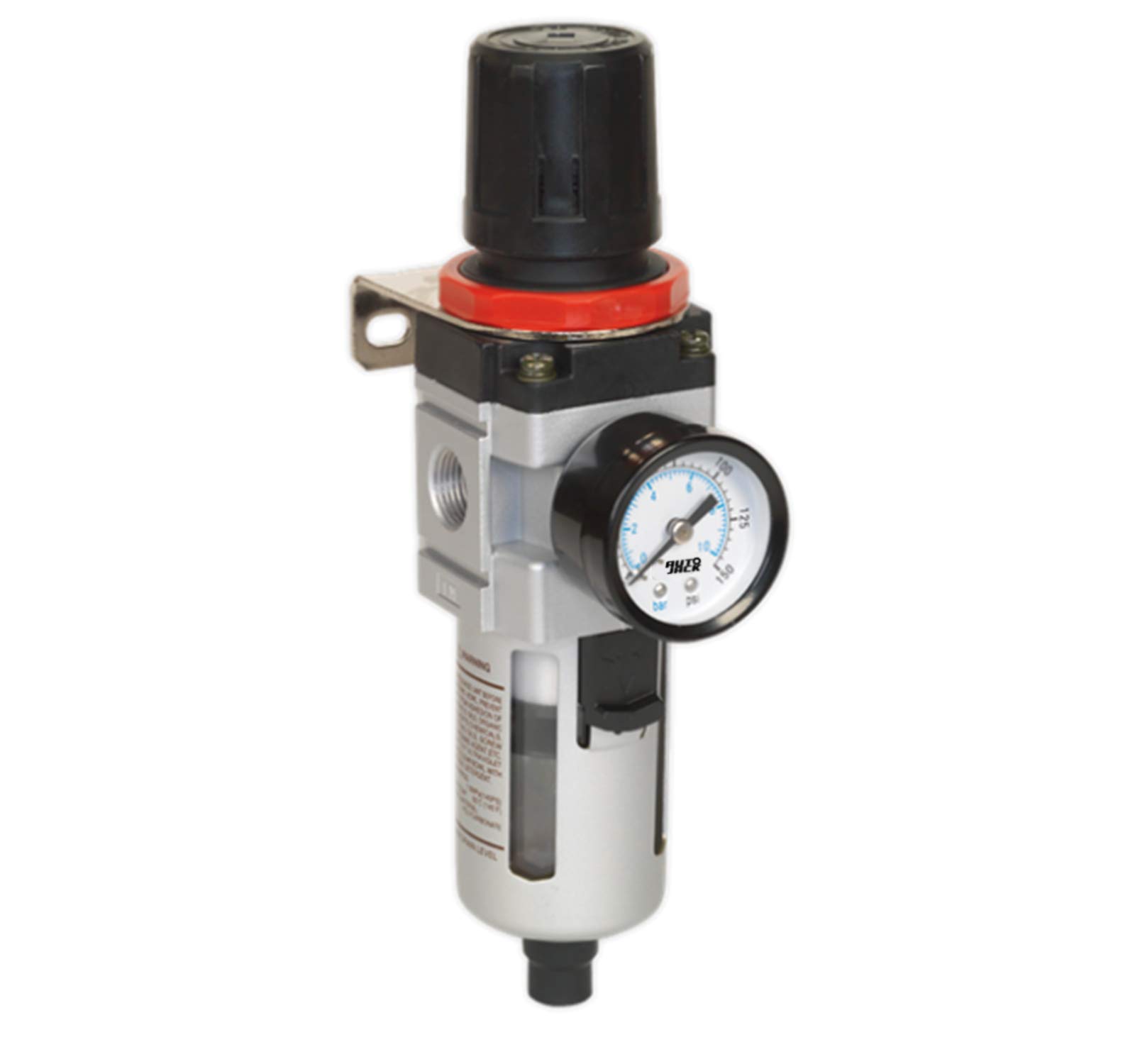 Autojack 3/8" Air Filter Regulator with Dial Pressure Gauge Automatic Drain BSP Port Includes Wall Bracket