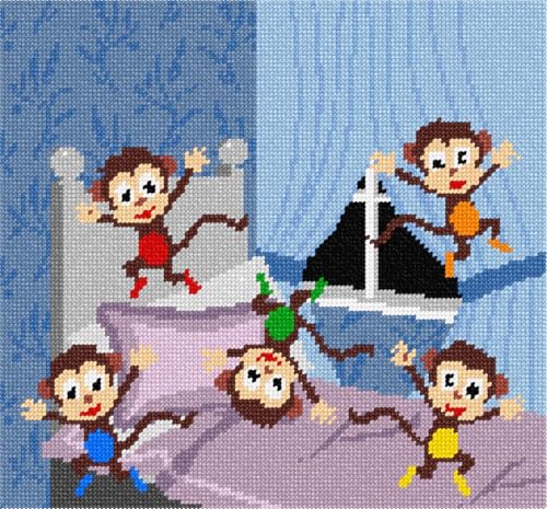 Pepita Needlepoint kit: Monkeys Jumping On The Bed, 10