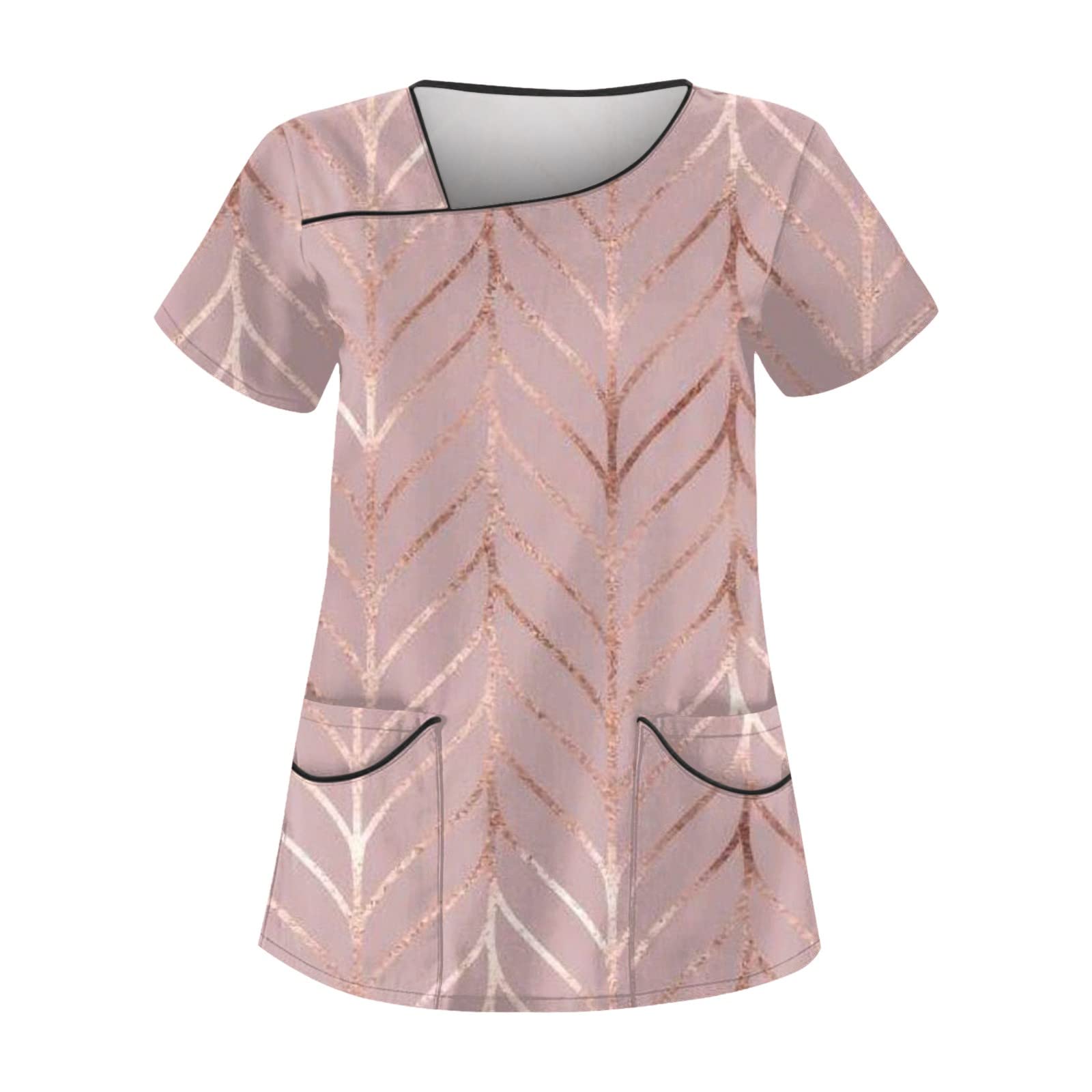 SGASY Womens Scrub Tops Cute Print Stretchy V Neck T Shirt Plus Size Nursing Uniforms Scrubs Shirts with