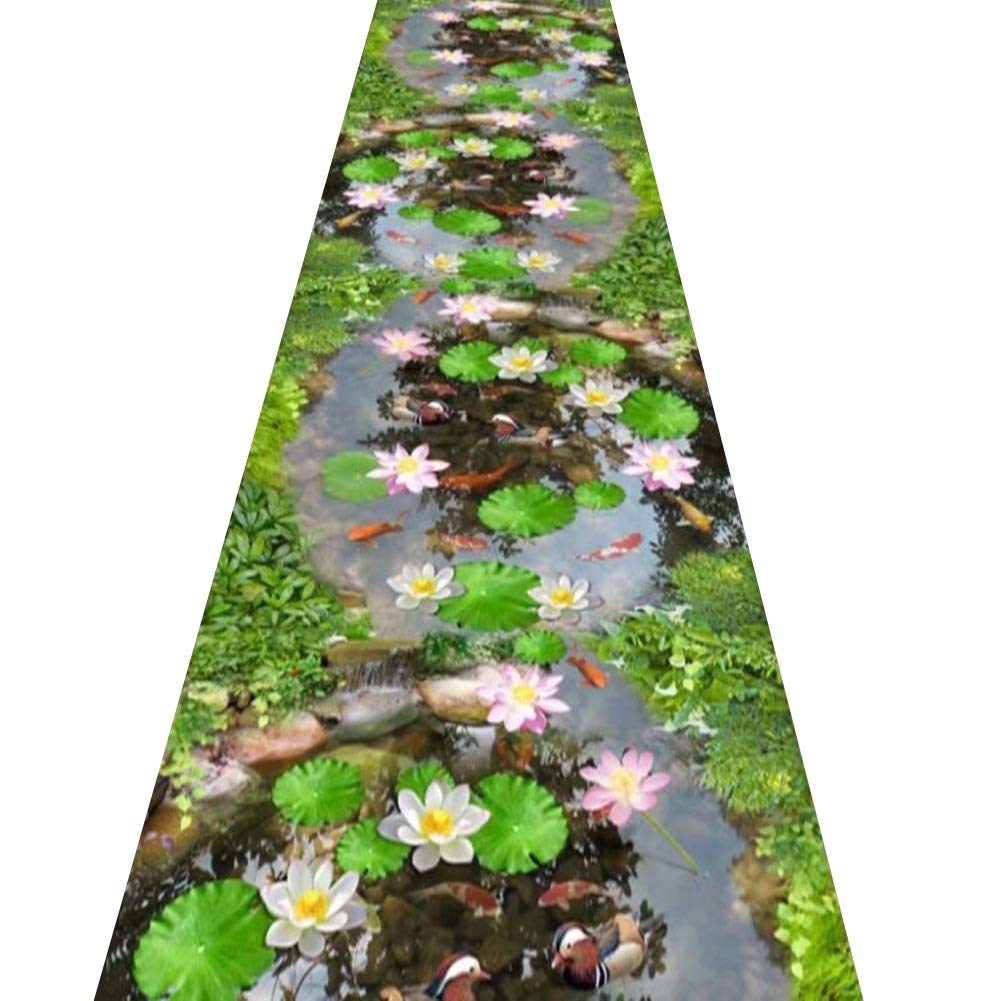 Alfombras de pasillo ZRUYI con diseño 3D estanque loto y medida adaptable de 1.2x1.6m color A