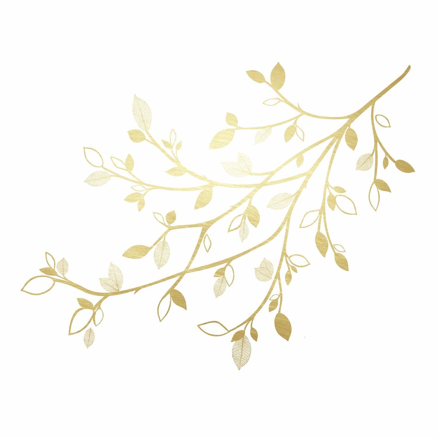 RoomMates Gold Branch Peel and Stick Giant Wall Decals with 3D Leaves,na, 18x40 - Image 3
