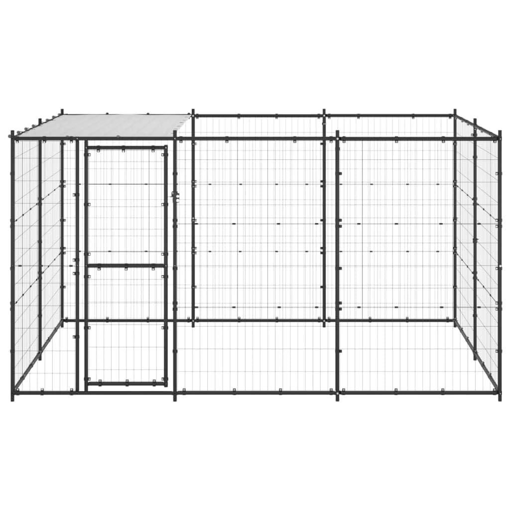 BaraSh Outdoor-Hundezwinger mit Überdachung Stahl Gartenzaun Zaun FüR Hunde Freigehege Kleintierzaun Outdoor Hundegitter Garten Haustier Zaun Garten 7,26 m²