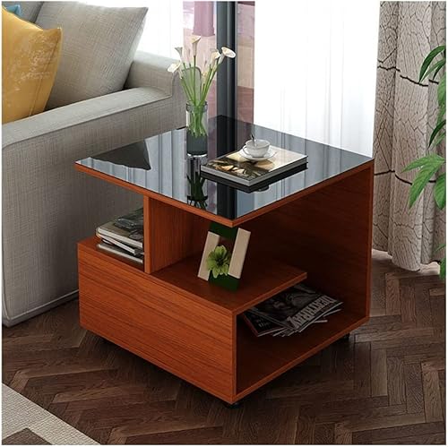 Miniatura 6 de Mesa auxiliar cuadrada de 3 niveles con estantes de almacenamiento, mesa auxiliar moderna para el hogar, sala de estar, dormitorio