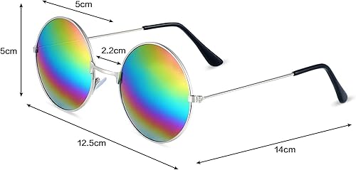 Miniatura 4 de Conjunto de disfraz hippie de 5 piezas, gafas, diadema, signo de la paz, aretes, collares, bandana de teñido anudado, accesorios hippie