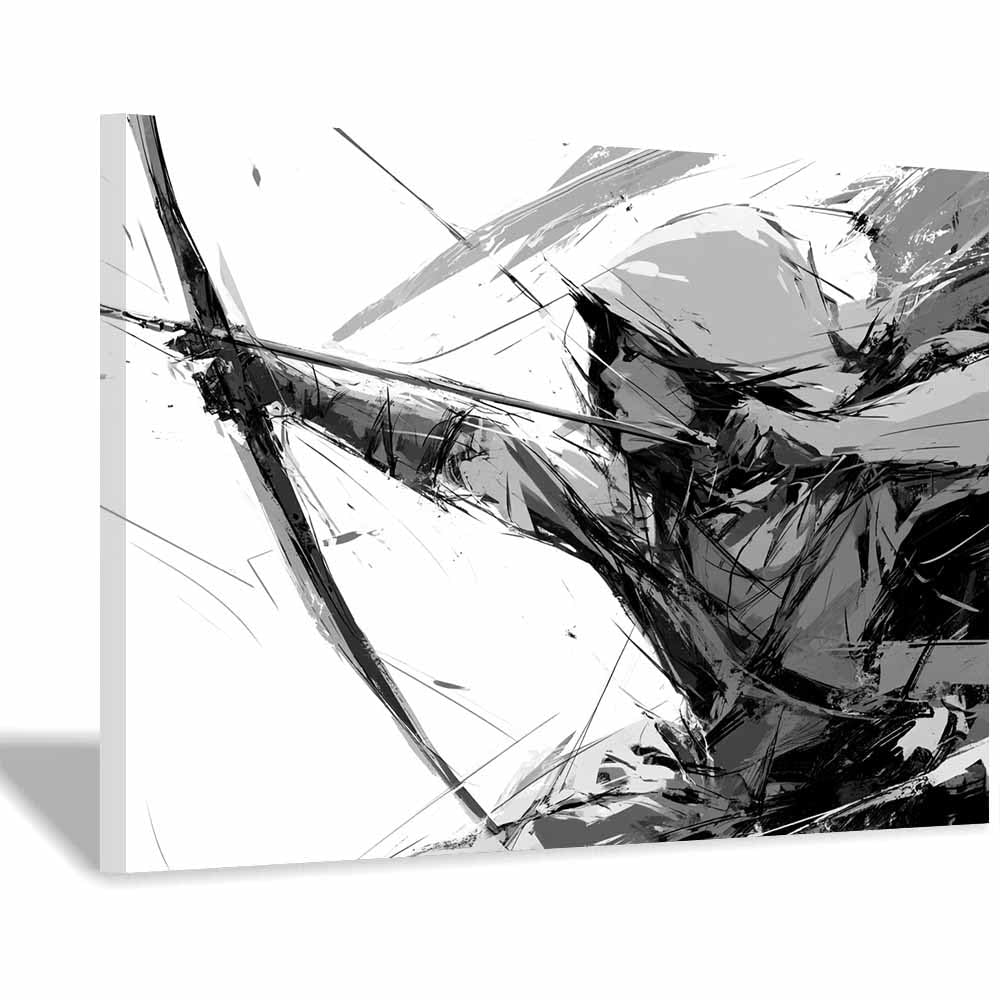 HOQIU Black And White Prints Warrior Archer Sketch Art prints for walls, canvas wall art, for Living Room Bedroom Bathroom Home Office Wall Decoration(Multicolor)-60x80cm Framed