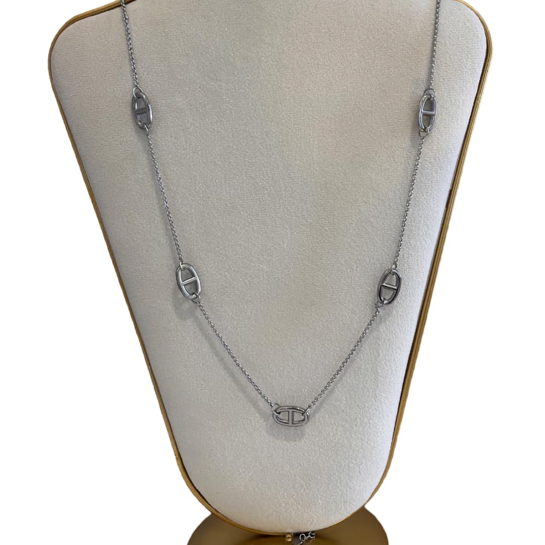 collier sautoir maille marine - collier personnalisé femme - cadeau anniversaire- noel - cadeau femme fille - nez de cochon- ref 1