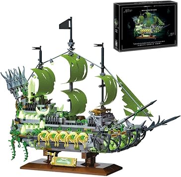 KeKeDuo Pirate Ship Model Building Block Set, 2024Pcs DIY Mirco Bricks Ghost Ship Model Building Kit Sailboat Construction Toy Gifts for Adults and Teenager