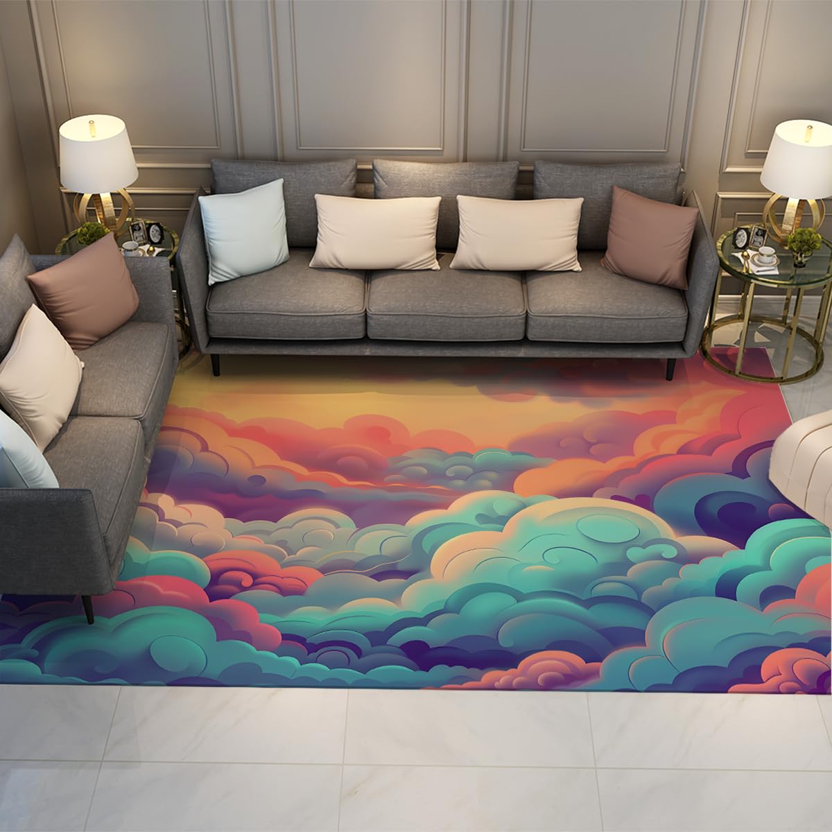 Tapis d'espace nuages pour chambre et salon moderne et sûr
