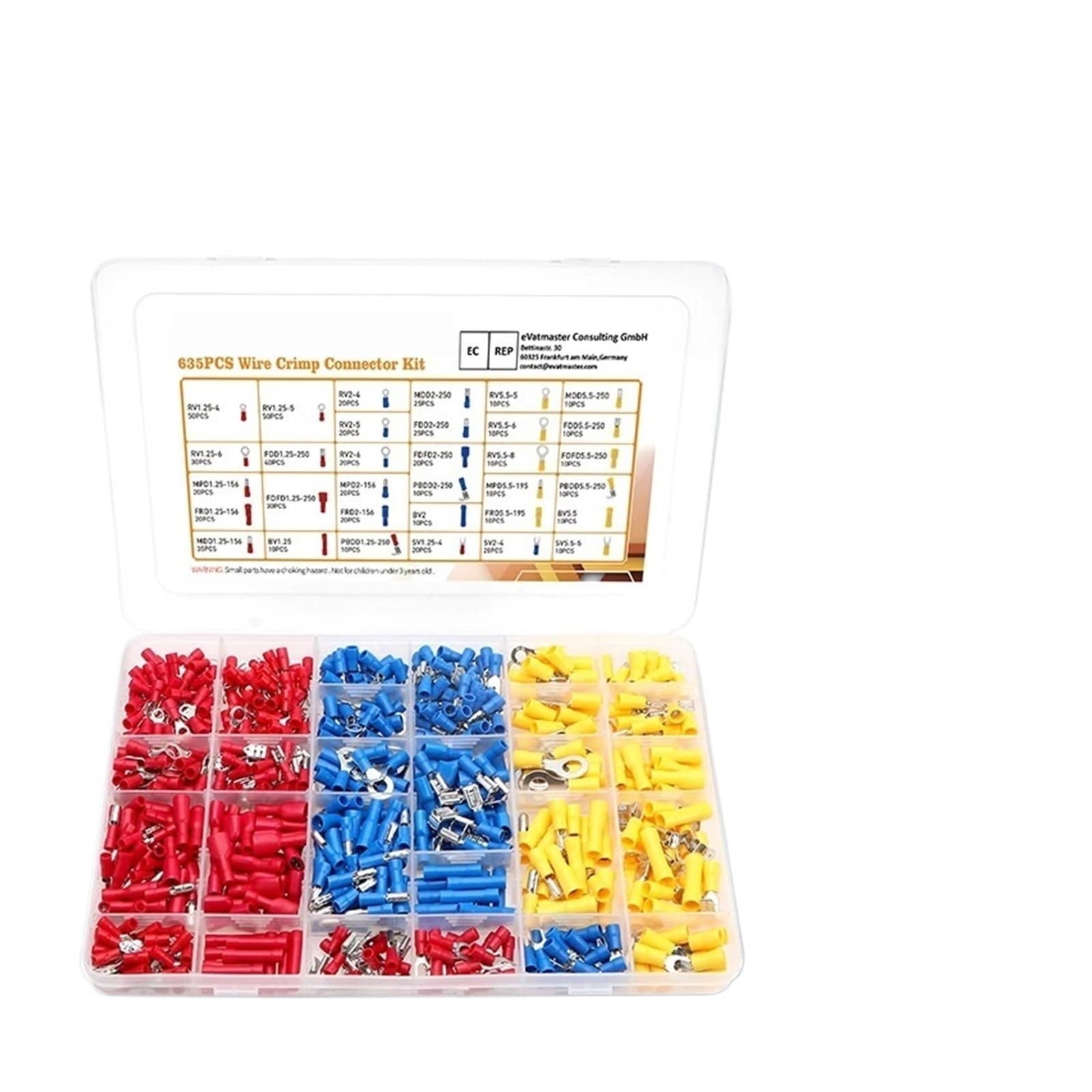 UYCUODLUY 635Pcs Electrical Wire Connectors, Insulated Wire Crimp Terminals, Mixed Butt Ring Fork Spade Quick Disconnect Assortment