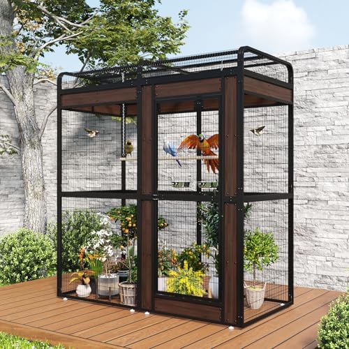 best bird cages for outdoors that will surprise you with their features 4 Large Bird Cage for Parakeets Outdoor Bird Aviary Parrot Cage with Perch, Birdcage for Macaws Canaries Parrots Budgie Lovebirds-Black