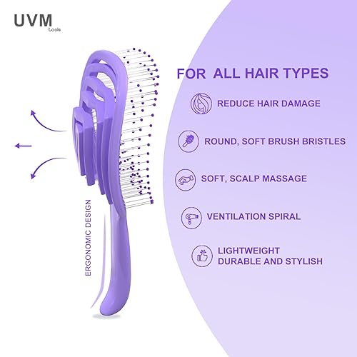 Miniatura 6 de Cepillo desenredante para el cabello, para mujeres, hombres y niños, sin tirones para cabello liso, rizado y húmedo (soplo)
