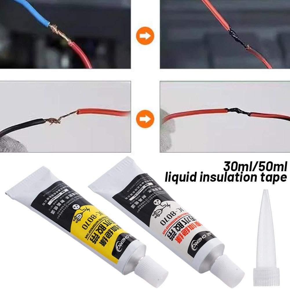 Liquid Tape Electrical, Liquid Electrical Tape, Liquid Insulating High Temperature Glue,Connector Connection sealant, Quick Drying, Waterproof Dielectric Sealant for Wires (White)