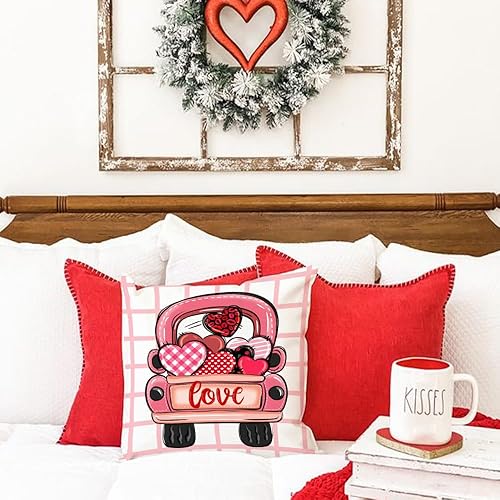 Miniatura 5 de JXZYGMD Juego de 4 fundas de almohada para el día de San Valentín de 18 x 18 pulgadas, color rojo, decoración de San Valentín, para sofá