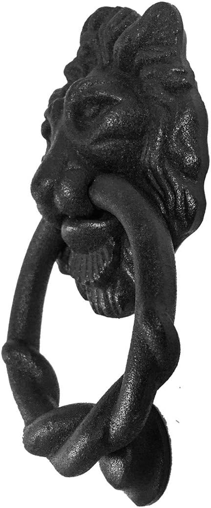 Renovators Supply Manufacturingᵀᴹ Heavy Lion Door Knocker – Cast Iron Construction, RSF Finish, 6 Inch Long with Mounting Hardware
