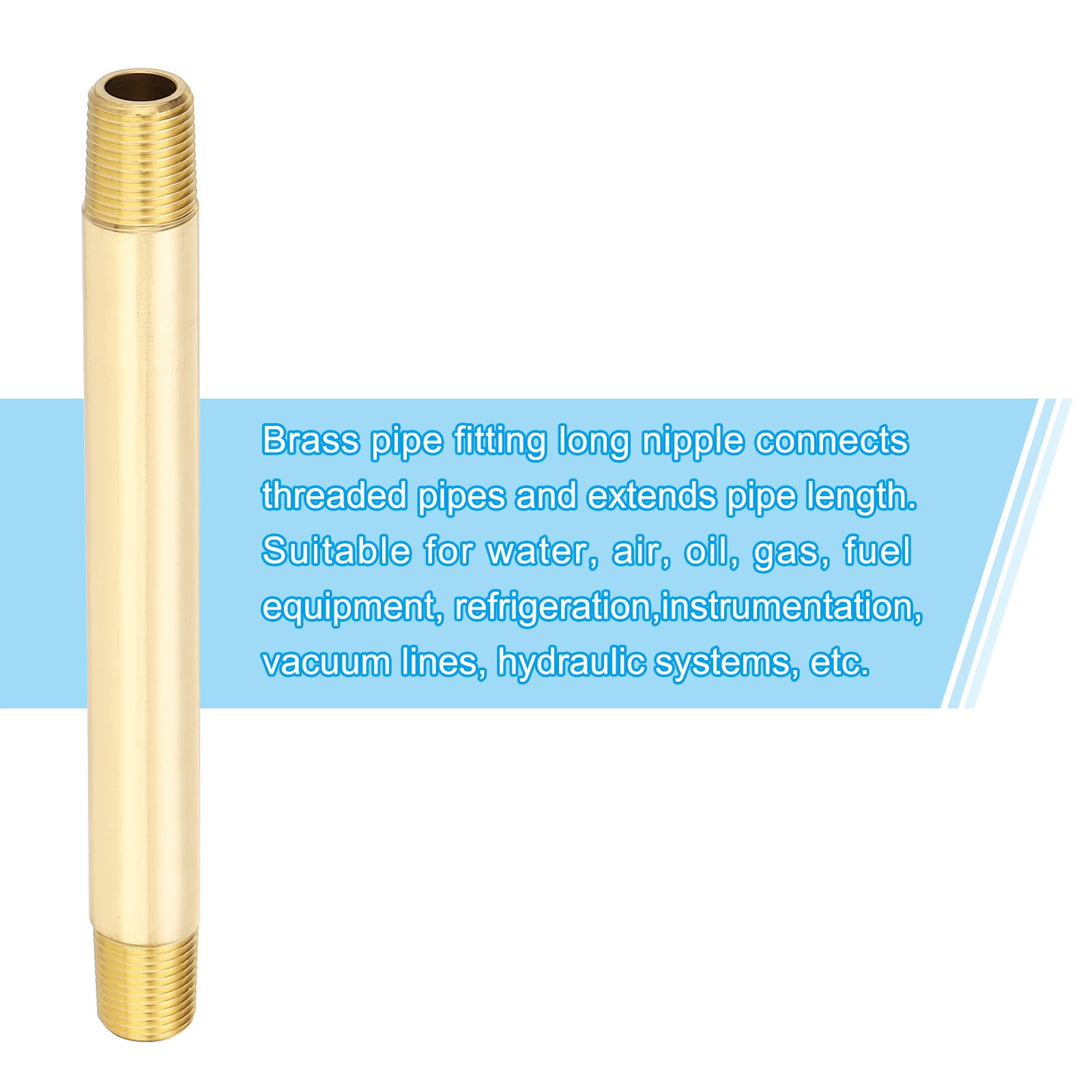 PATIKIL 1/8" x 1/8" NPT Maschio Raccordi in Ottone Lungo Nipple, 25Pezzi 4" Lungo Raccordi Tubo Dritto Connettore Prolungatore Per Carburante, Aria, Acqua, Olio, Gas Sistemi